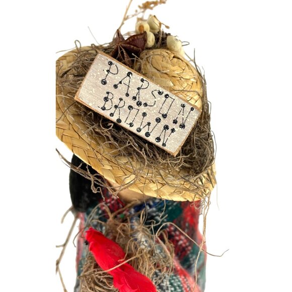 Handmade Rustic Country Christmas Winter Snowman Stump Doll Decor Let it Snow - Picture 3 of 16